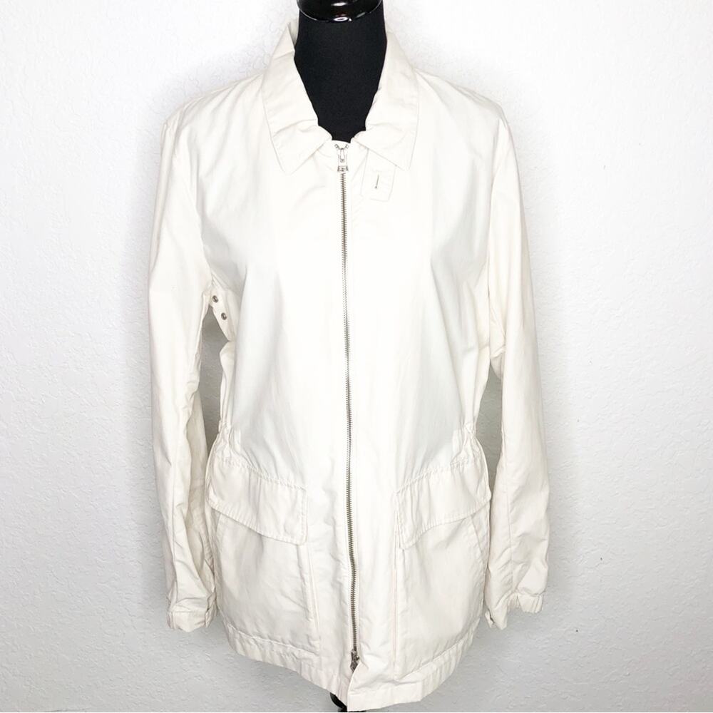 Theory Miron Fitzroy light tan cream full zip utility jacket size Medium